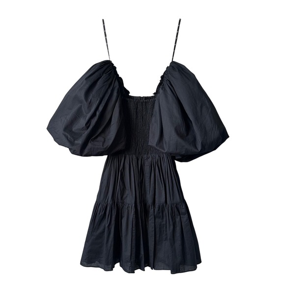 Aje Cherished Mini Dress NWT $355 Black Puff Sleeve Party Wedding Guest Size 6 - Picture 8 of 8